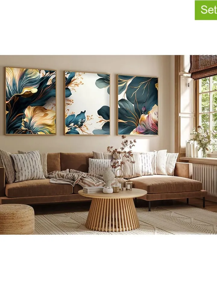ABERTO DESIGN Wanddekoration<3er-Set: Gerahmte Kunstdrucke