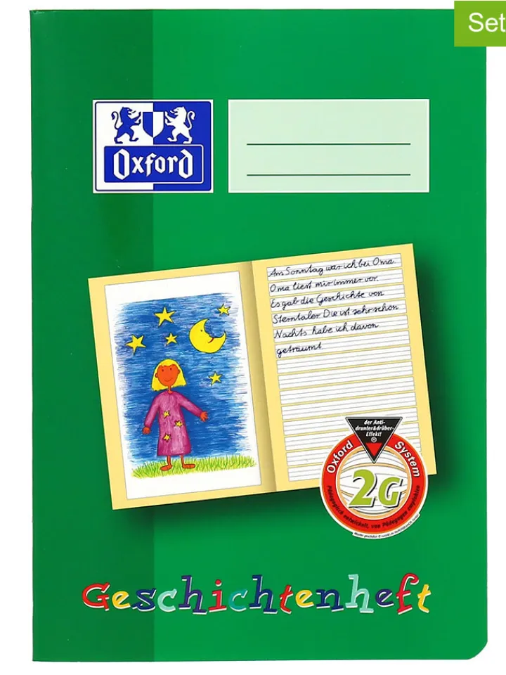 Oxford Büro- & Schulbedarf<10er-Set: Geschichtenhefte in Grün - DIN A5