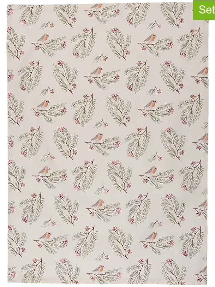 Clayre & Eef Küchentextilien|Tisch- & Küchentextilien<2er-Set: Geschirrtücher in Beige - (L)70 x (B)50 cm