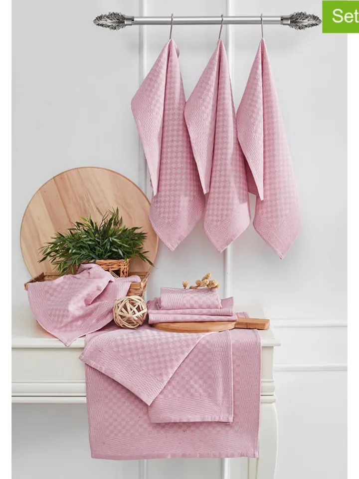 Colourful Cotton Tisch- & Küchentextilien|Küchentextilien<10er-Set: Geschirrtücher in Rosa