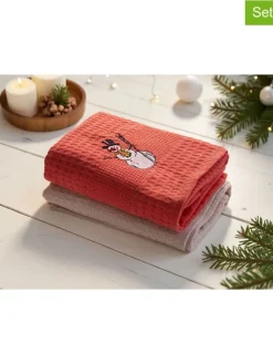 Mijolnir Küchentextilien<2er-Set: Geschirrtücher in Rot/ Beige