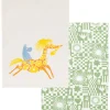 Moomin Küchentextilien<2er-Set: Geschirrtücher ''Party'' in Grün/ Beige - (L)70 x (B)50 cm