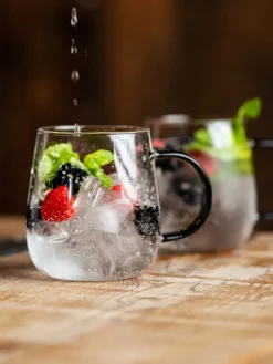 Vialli Design Gedeckter Tisch<2er-Set: Gläser "Bolla" in Transparent/ Grau - 400 ml
