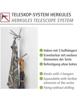 Wenko Garderoben|Regale & Schränke<2er-Set: Haken "Herkules" in Grau - (B)29 x (H)12,5 x (T)15 cm
