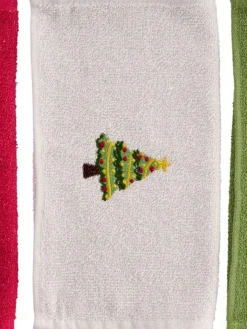 Colourful Cotton Badtextilien|Badtextilien<3er-Set: Handtücher in Weiß/ Rot/ Grün