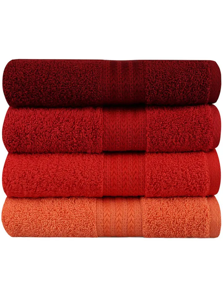 Colorful Cotton Badtextilien<4er-Set: Handtücher "Rainbow" in Bordeaux/ Rot/ Orange