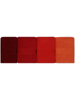 Colorful Cotton Badtextilien<4er-Set: Handtücher "Rainbow" in Bordeaux/ Rot/ Orange