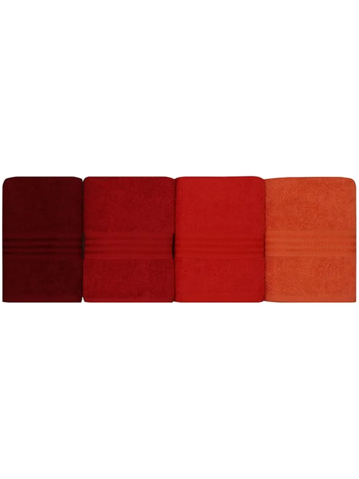 Colorful Cotton Badtextilien<4er-Set: Handtücher "Rainbow" in Bordeaux/ Rot/ Orange