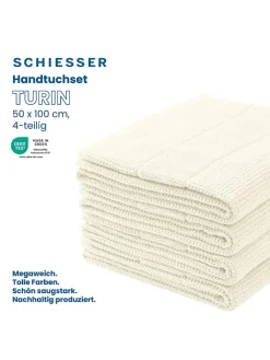 Schiesser Badtextilien|Badtextilien<4er-Set: Handtücher "Turin" in Creme