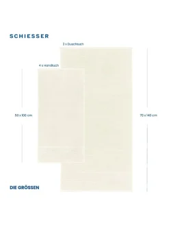 Schiesser Badtextilien|Badtextilien<4er-Set: Handtücher "Turin" in Creme