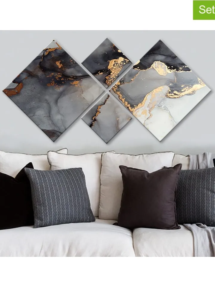 ABERTO DESIGN Wanddekoration<4er-Set: Holzdrucke
