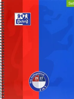 Oxford Büro- & Schulbedarf<2er-Set: 2in1-Duo-Collegeblöcke "Touch - Lineatur 27 und 28" in Rot/ Blau