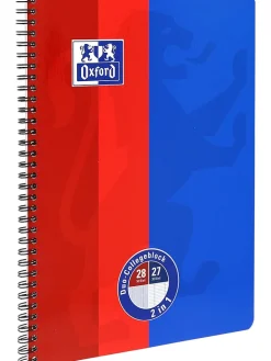 Oxford Büro- & Schulbedarf<2er-Set: 2in1-Duo-Collegeblöcke "Touch - Lineatur 27 und 28" in Rot/ Blau