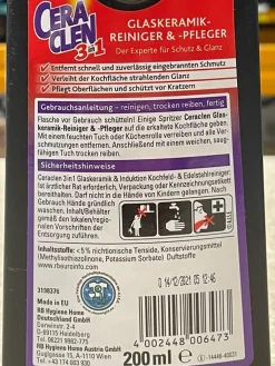 Cera Clen Putz- & Waschutensilien<3er-Set: 3in1-Glaskeramikreiniger, je 200 ml
