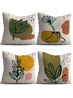 ABERTO DESIGN Kissen & Kissenhüllen<4er-Set: Kissenhüllen in Weiß/ Khaki
