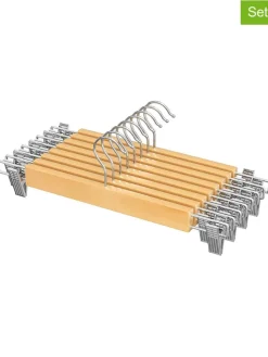 Songmics Regale & Schränke|Garderoben<8er-Set: Kleiderbügel in Hellbraun/ Silber - (B)34 x (H)12,5 cm