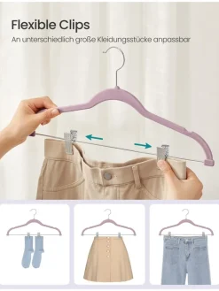 SONGMICS Garderoben<30er-Set: Kleiderbügel in Lila - (B)42,5 x (H)23,5 cm