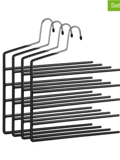 Songmics Regale & Schränke|Garderoben<4er-Set: Kleiderbügel in Schwarz/ Silber - (B)32 x (H)35 cm