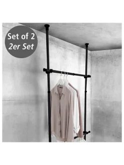 Wenko Regale & Schränke|Garderoben<2er-Set: Kleiderstangen "Herkules" in Schwarz - (L)120 cm