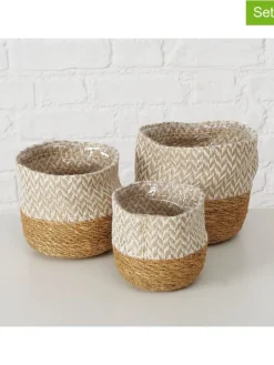 Boltze Pflanzen & Zubehör<3er-Set: Körbe "Enisa" in Hellbraun/ Beige