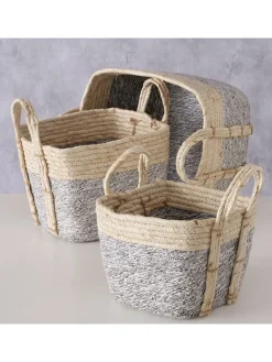 Boltze Kisten & Körbe<3er-Set: Körbe "Rulah" in Grau/ Beige