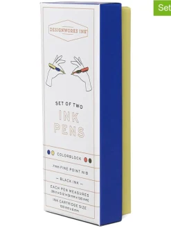 DESIGNWORKS INK ® Büro- & Schulbedarf<2er-Set: Kugelschreiber in Blau/ Khaki/ Orange - (L)13 cm