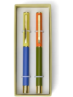 DESIGNWORKS INK ® Büro- & Schulbedarf<2er-Set: Kugelschreiber in Blau/ Khaki/ Orange - (L)13 cm