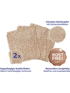Wenko Putz- & Waschutensilien<3er-Set: Kupfertücher in Hellbraun - (L)16 x (B)13 cm