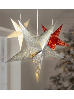 Profiline Lichterketten & Deko-Leuchten<3er-Set: LED-Dekoleuchten in Rot/ Silber/ Weiß - Ø 60 cm
