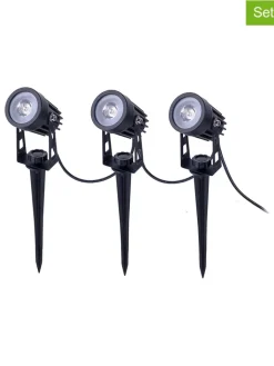 näve Außenleuchten<3er-Set: LED-Gartenstecker in Schwarz - (H)9 x Ø 4 cm