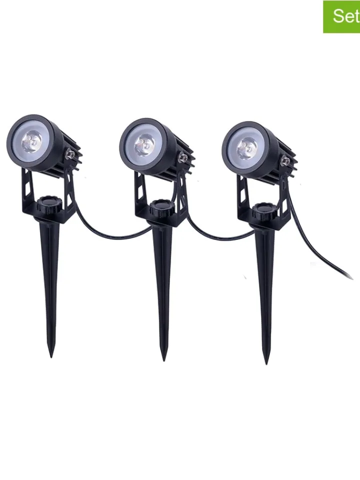 näve Außenleuchten<3er-Set: LED-Gartenstecker in Schwarz - (H)9 x Ø 4 cm