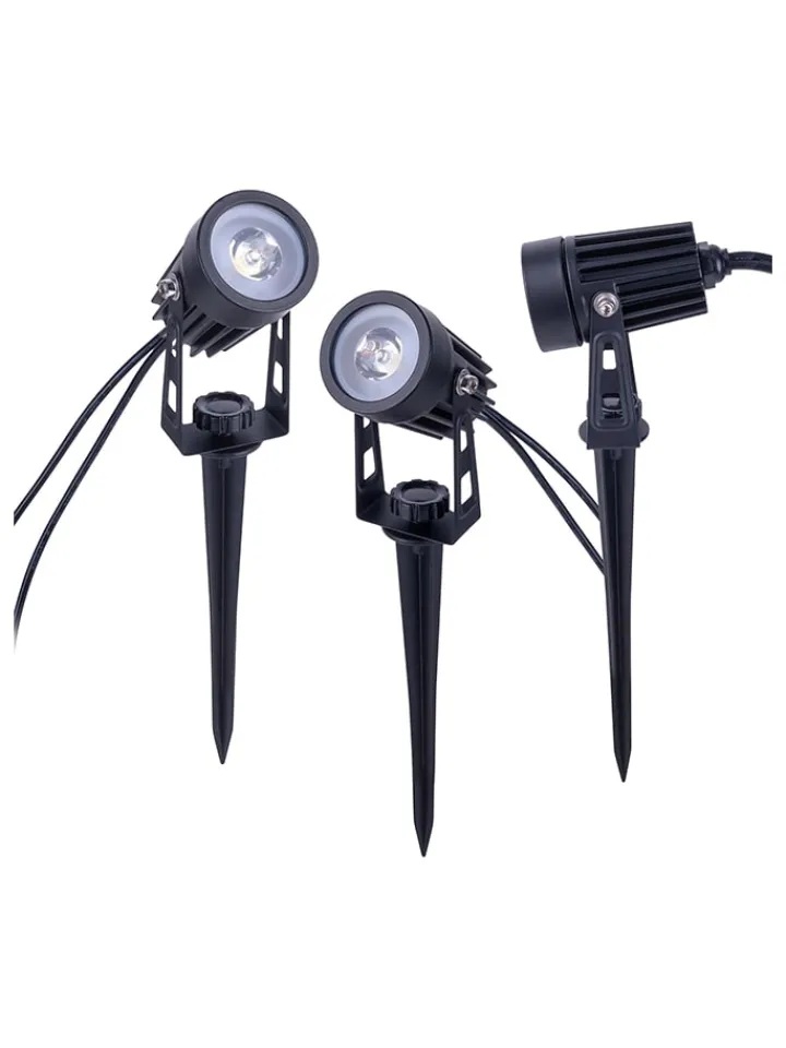näve Außenleuchten<3er-Set: LED-Gartenstecker in Schwarz - (H)9 x Ø 4 cm
