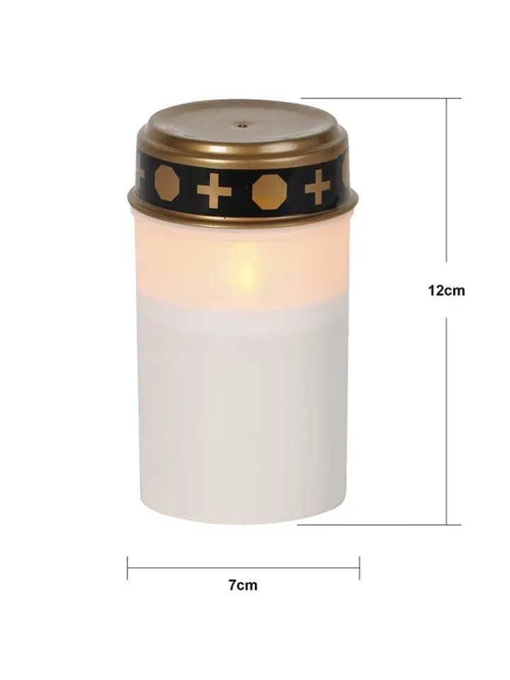 STAR Trading Außenbeleuchtung<4er-Set: LED-Grablichter ''Serene'' in Weiß/ Gold - (H)12 x Ø 7 cm