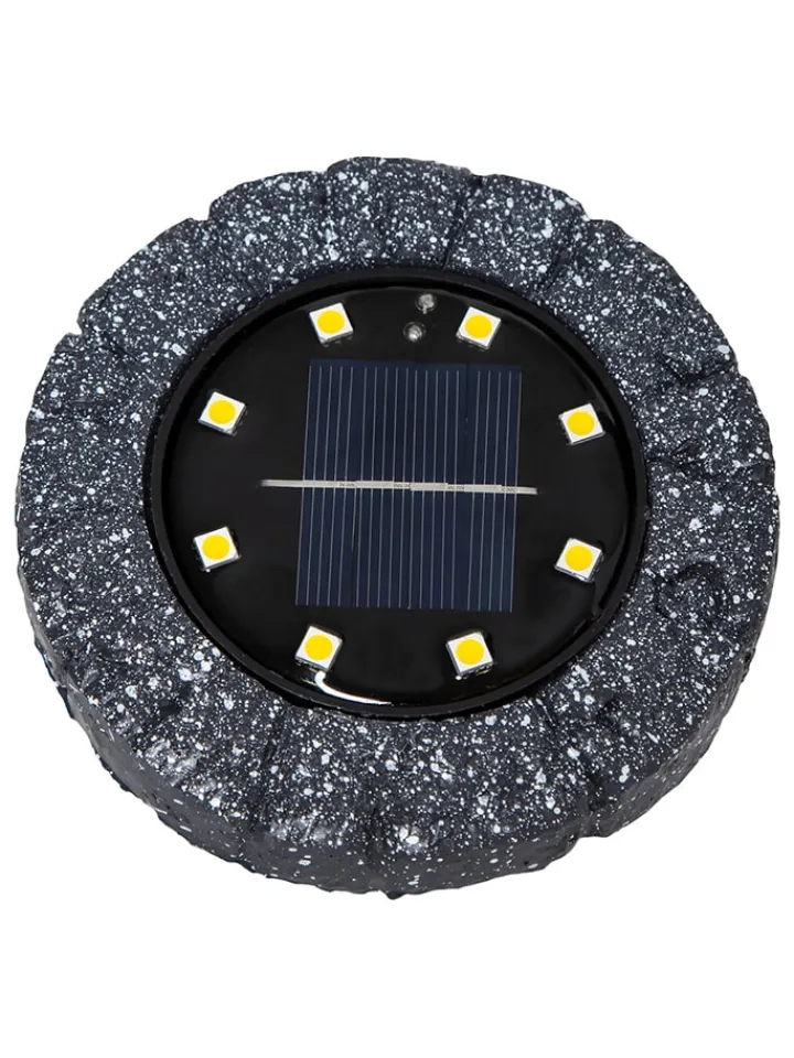 STAR Trading Außenbeleuchtung|Außenleuchten<2er-Set: LED-Solar-Bodenstecker "Lawnlight" in Schwarz - Ø 11 cm