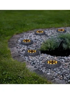 STAR Trading Außenbeleuchtung|Außenleuchten<2er-Set: LED-Solar-Bodenstecker "Lawnlight" in Schwarz - Ø 11 cm