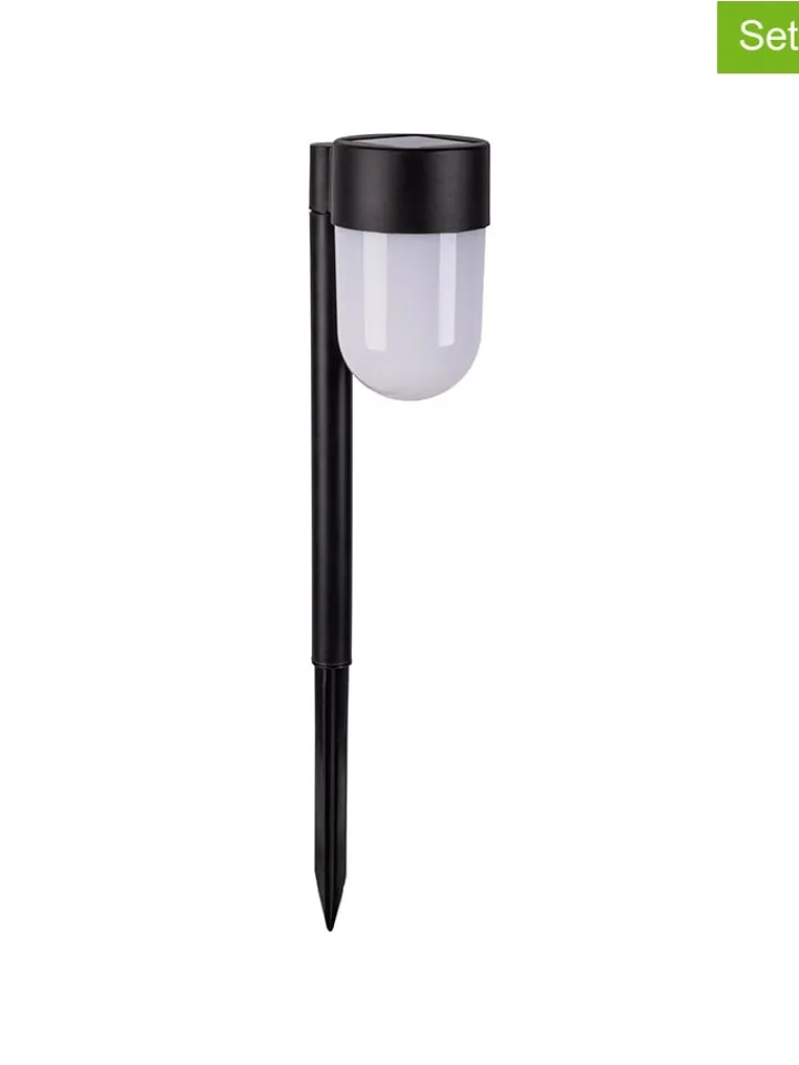 näve Außenleuchten<2er-Set: LED-Solarerdspieß "Sina" in Schwarz - (H)47,2 x Ø 8 cm