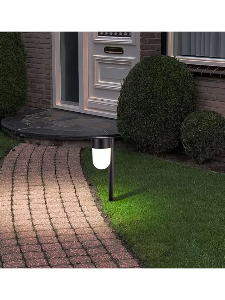 näve Außenleuchten<2er-Set: LED-Solarerdspieß "Sina" in Schwarz - (H)47,2 x Ø 8 cm