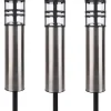 näve Außenbeleuchtung|Außenleuchten<3er-Set: LED-Solar-Gartenspieße "Bobby" in Silber/ Schwarz - (H)42 cm