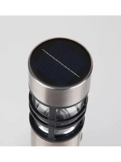näve Außenbeleuchtung|Außenleuchten<3er-Set: LED-Solar-Gartenspieße "Bobby" in Silber/ Schwarz - (H)42 cm