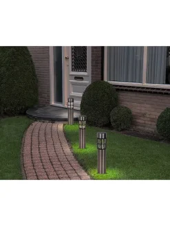 näve Außenbeleuchtung|Außenleuchten<3er-Set: LED-Solar-Gartenspieße "Bobby" in Silber/ Schwarz - (H)42 cm