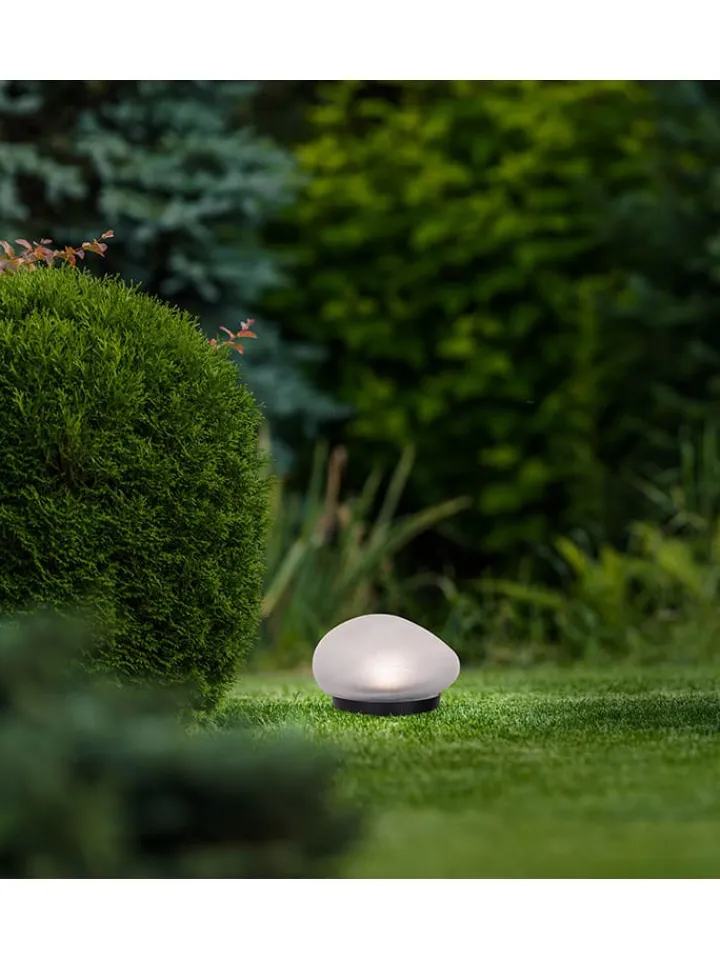 näve Außenbeleuchtung|Außenleuchten<2er-Set: LED-Solar-Gartenspieße "Guri" in Weiß - (B)12 x (H)8,5 x (T)12 cm