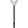 STAR Trading Außenbeleuchtung|Außenleuchten<4er-Set: LED-Solar-Gartenstecker "Palma" in Silber - (L)28 x (B)12 cm