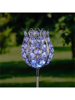 Garden Hero Außenbeleuchtung<2er-Set: LED-Solar-Gartenstecker "Kristallblume" mit Farbwechsel - (H)65 cm