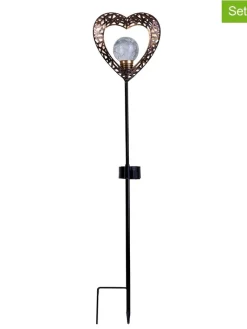 näve Außenbeleuchtung|Außenleuchten<2er-Set: LED-Solar-Gartenstecker "Herz" in Schwarz/ Braun - (B)12,5 x (H)59 cm