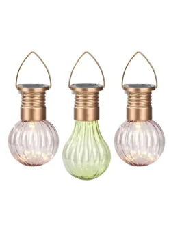 moses. Lichterketten & Deko-Leuchten<3er-Set: LED-Solarleuchten "Blatt & Blüte" in Rosa/ Grün - Ø 6 cm