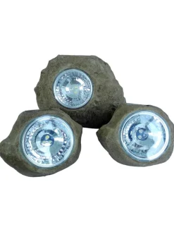 lumisky Außenleuchten|Außenbeleuchtung<3er-Set: LED-Solarleuchten "Rocky" in Hellbraun