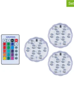 GRUNDIG Lichterketten & Deko-Leuchten<3er-Set: LED-Spots in Transparent - Ø 6,9 cm