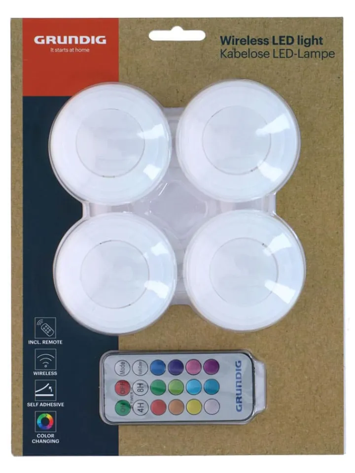 GRUNDIG Lichterketten & Deko-Leuchten<4er-Set: LED-Spots in Weiß - Ø 19 cm