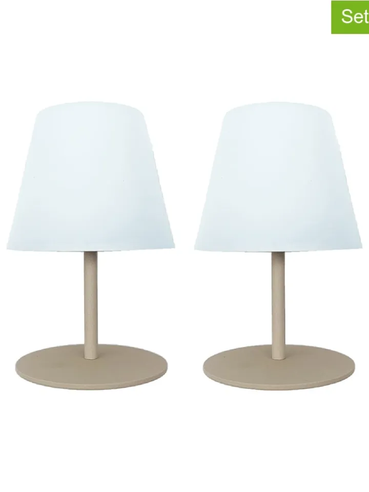 lumisky Tischleuchten<2er-Set: LED-Tischleuchten "Twins" in Weiß/ Beige - Ø 11 x (H)16 cm