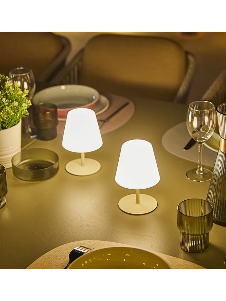 lumisky Tischleuchten<2er-Set: LED-Tischleuchten "Twins" in Weiß/ Beige - Ø 11 x (H)16 cm